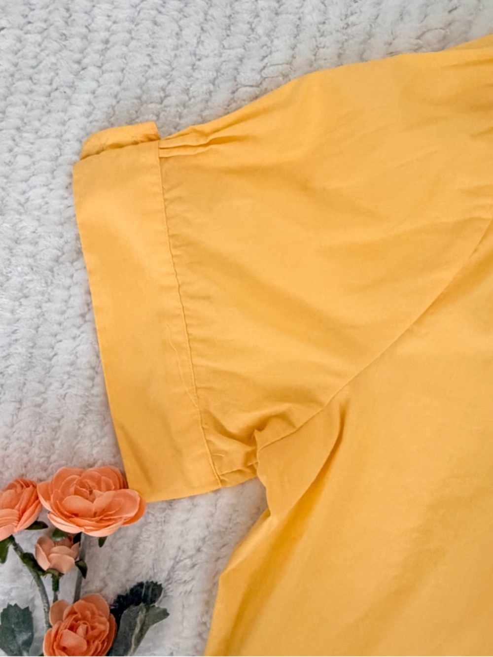 Antilia Femme Yellow Pleated Short Sleeve Blouse Size L Stretchy Material - Picture 5 of 10